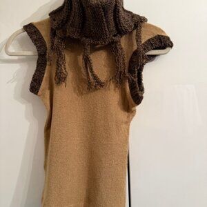 Avant Garde Top, with tassels, tan/brown, Size XS, Ogo Igi, Paris